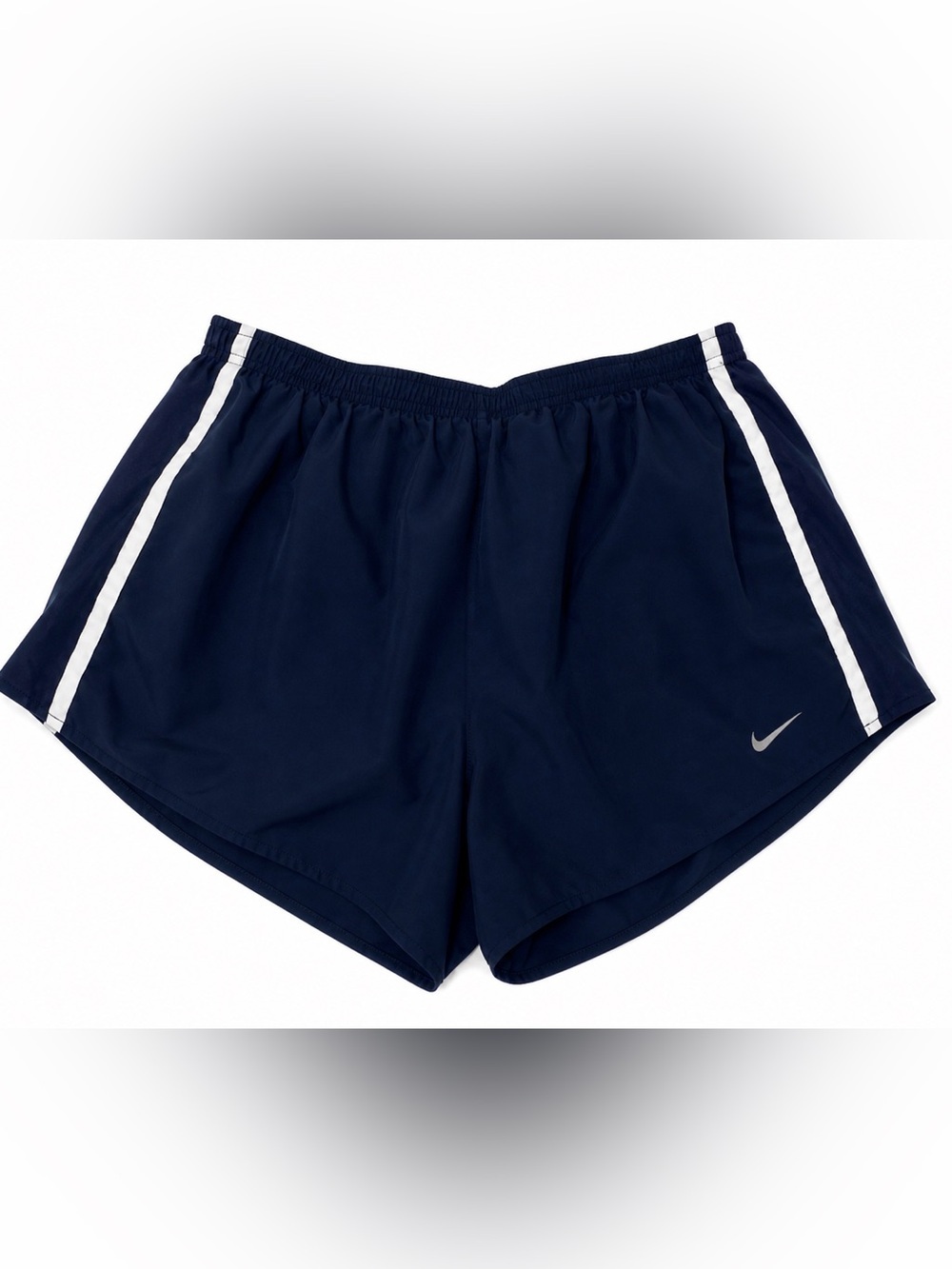 NIKE DRI-FIT WOMEN BLUE ATHLETIC BRIEF LINED RUNNING SHORTS PANTS. SIZE-LARGE.